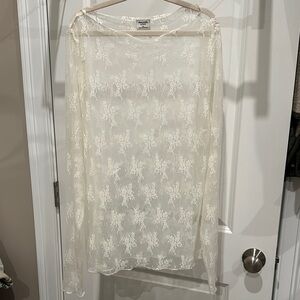Sheer Lace Overlay Skirt - Cream